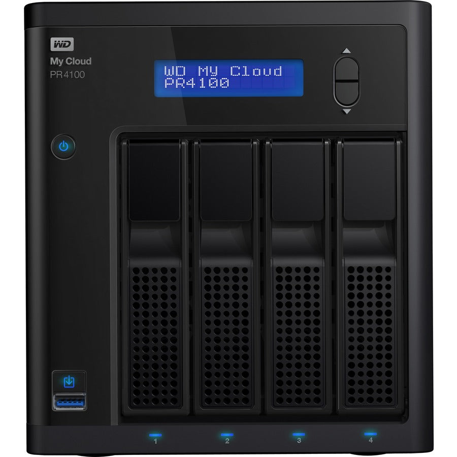 Serveur multimédia WD My Cloud PR4100 Pro Series 24 To avec transcodage, NAS - Stockage en réseau WDBNFA0240KBK-NESN