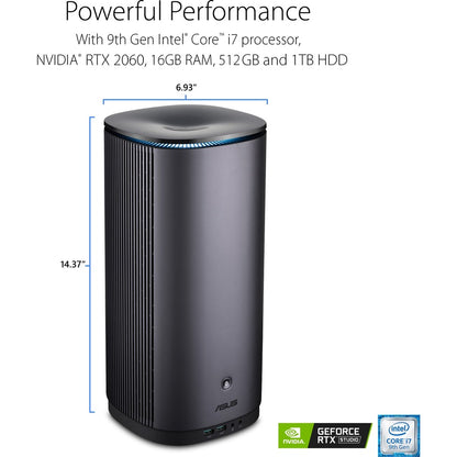 Ordinateur de bureau Asus ProArt PA90-M7168ZN - Intel Core i7 9e génération i7-9700K - 16 Go RAM DDR4 SDRAM - Disque dur 1 To - SSD 512 Go - Mini PC - Bleu nuit PA90-M7168ZN