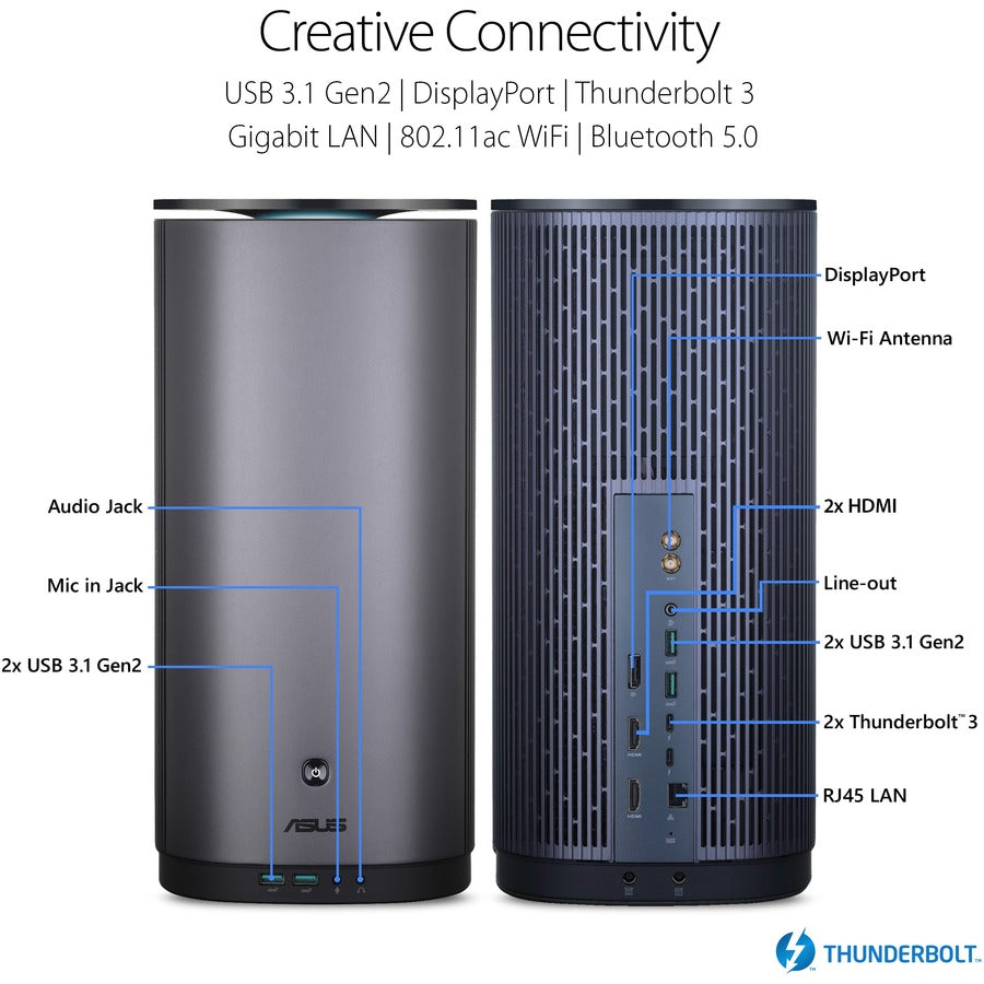 Ordinateur de bureau Asus ProArt PA90-M7168ZN - Intel Core i7 9e génération i7-9700K - 16 Go RAM DDR4 SDRAM - Disque dur 1 To - SSD 512 Go - Mini PC - Bleu nuit PA90-M7168ZN