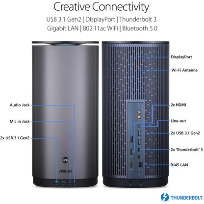 Ordinateur de bureau Asus ProArt PA90-M7168ZN - Intel Core i7 9e génération i7-9700K - 16 Go RAM DDR4 SDRAM - Disque dur 1 To - SSD 512 Go - Mini PC - Bleu nuit PA90-M7168ZN