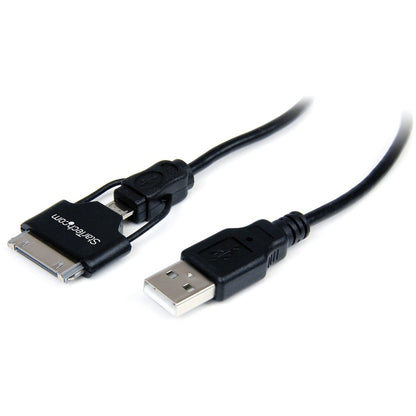 StarTech.com Câble combo connecteur de station d'accueil Apple® 30 broches ou micro USB vers USB court de 0,65 m (2 pi) pour iPhone / iPod / iPad USB2UBADC1M