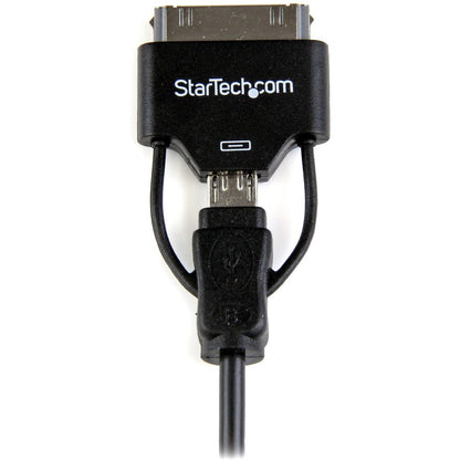 StarTech.com Câble combo connecteur de station d'accueil Apple® 30 broches ou micro USB vers USB court de 0,65 m (2 pi) pour iPhone / iPod / iPad USB2UBADC1M