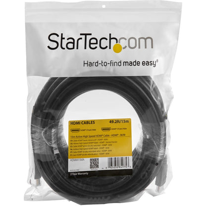Câble HDMI haute vitesse encastrable actif CL2 de 15 m (50 pi) de StarTech.com - Câble HDMI Ultra HD 4k x 2k - HDMI vers HDMI - M/M HDMM15MA
