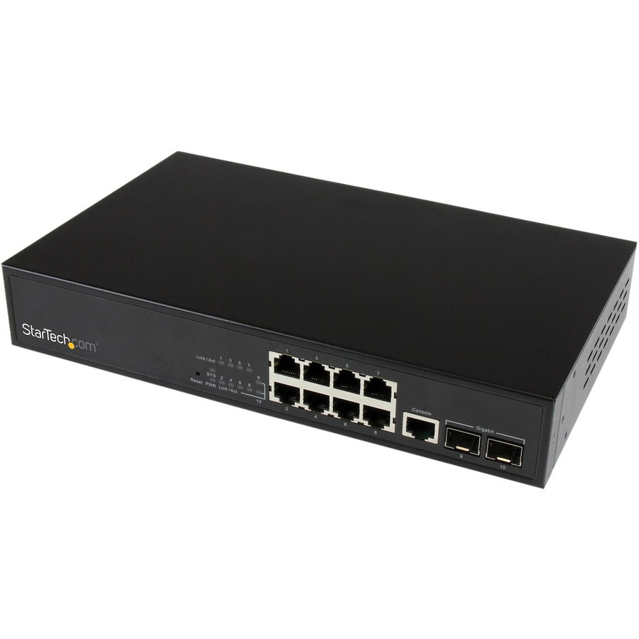 Commutateur Ethernet Gigabit géré StarTech.com 10 ports L2 avec 2 emplacements SFP ouverts - Montable sur rack IES101002SFP
