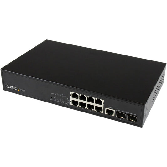 Commutateur Ethernet Gigabit géré StarTech.com 10 ports L2 avec 2 emplacements SFP ouverts - Montable sur rack IES101002SFP