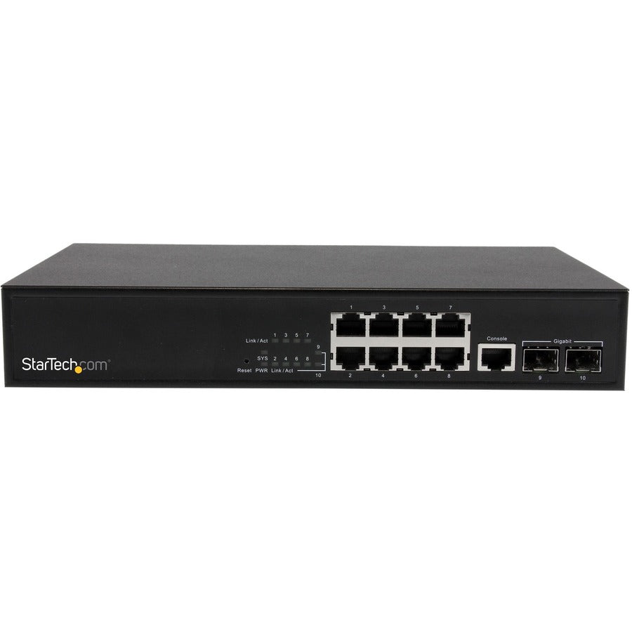 Commutateur Ethernet Gigabit géré StarTech.com 10 ports L2 avec 2 emplacements SFP ouverts - Montable sur rack IES101002SFP