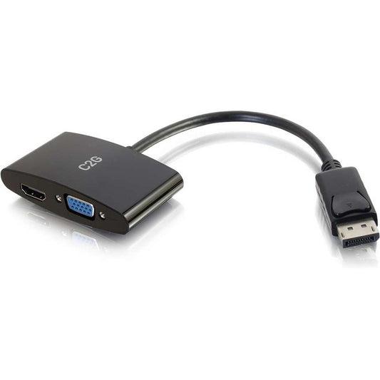 Adaptateur DisplayPort vers HDMI ou VGA 4K C2G 8 pouces - Noir 28273
