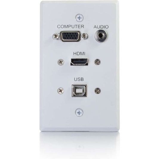 Plaque murale simple C2G HDMI, VGA, audio 3,5 mm et USB - Blanc 39706