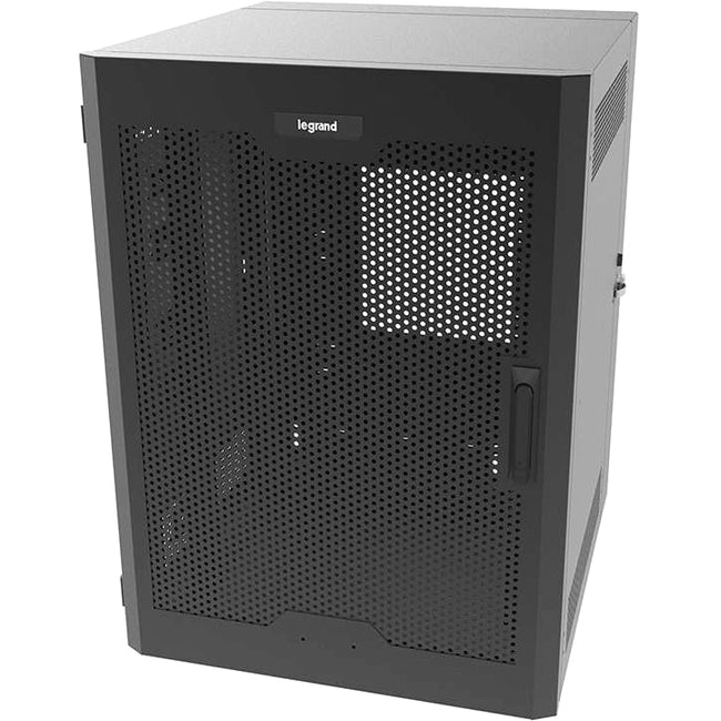 C2G 12RU Swing-Out Wall-Mount Cabinet with Perforated Door-Black-TAA SWM12RUPD-26-26