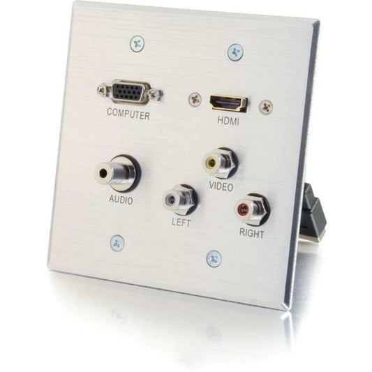 Plaque murale de passage C2G HDMI, VGA, 3,5 mm, vidéo composite et audio stéréo en aluminium 39704