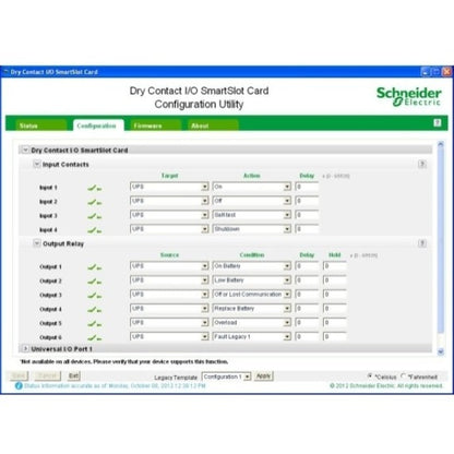Carte SmartSlot E/S à contact sec APC by Schneider Electric AP9613