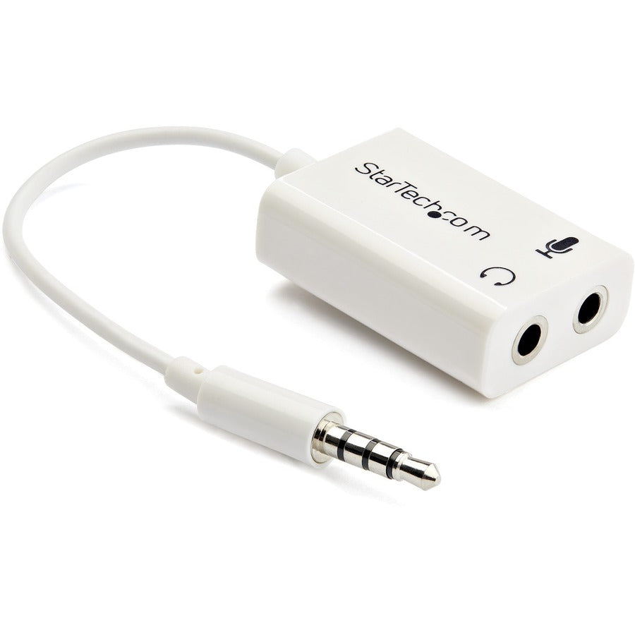 Adaptateur répartiteur de casque StarTech.com 3,5 mm 4 positions vers 2 x 3 positions 3,5 mm M/F - Blanc MUYHSMFFADW