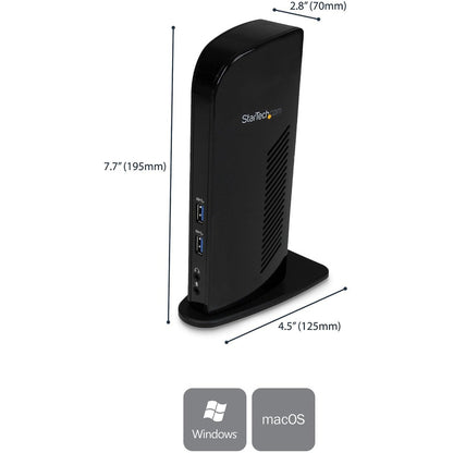 StarTech.com Dual Monitor USB 3.0 Laptop Docking Station with HDMI & DVI/VGA, 6x USB-A Hub, GbE, Audio, Universal Type-A Dock for Win/Mac USB3SDOCKHD