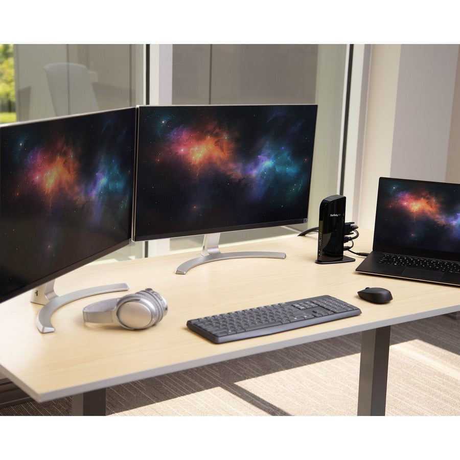 StarTech.com Dual Monitor USB 3.0 Laptop Docking Station with HDMI & DVI/VGA, 6x USB-A Hub, GbE, Audio, Universal Type-A Dock for Win/Mac USB3SDOCKHD