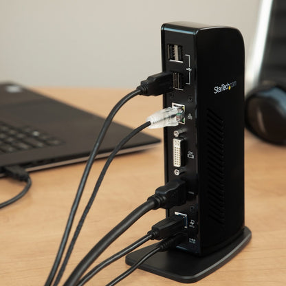 StarTech.com Dual Monitor USB 3.0 Laptop Docking Station with HDMI & DVI/VGA, 6x USB-A Hub, GbE, Audio, Universal Type-A Dock for Win/Mac USB3SDOCKHD