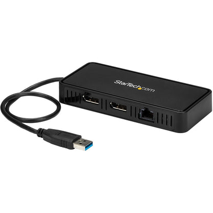StarTech.com USB 3.0 Mini Dock - Dual Monitor USB Type-A Laptop Docking Station - DisplayPort 4K 60Hz & Gigabit Ethernet - 1' (30cm) cable USBA2DPGB