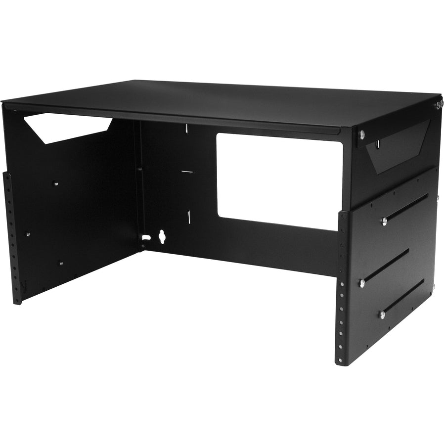 StarTech.com Rack réseau mural ouvert à 2 montants 4U avec étagère intégrée et profondeur réglable, rack informatique pour équipement informatique, TAA~ WALLSHELF4U