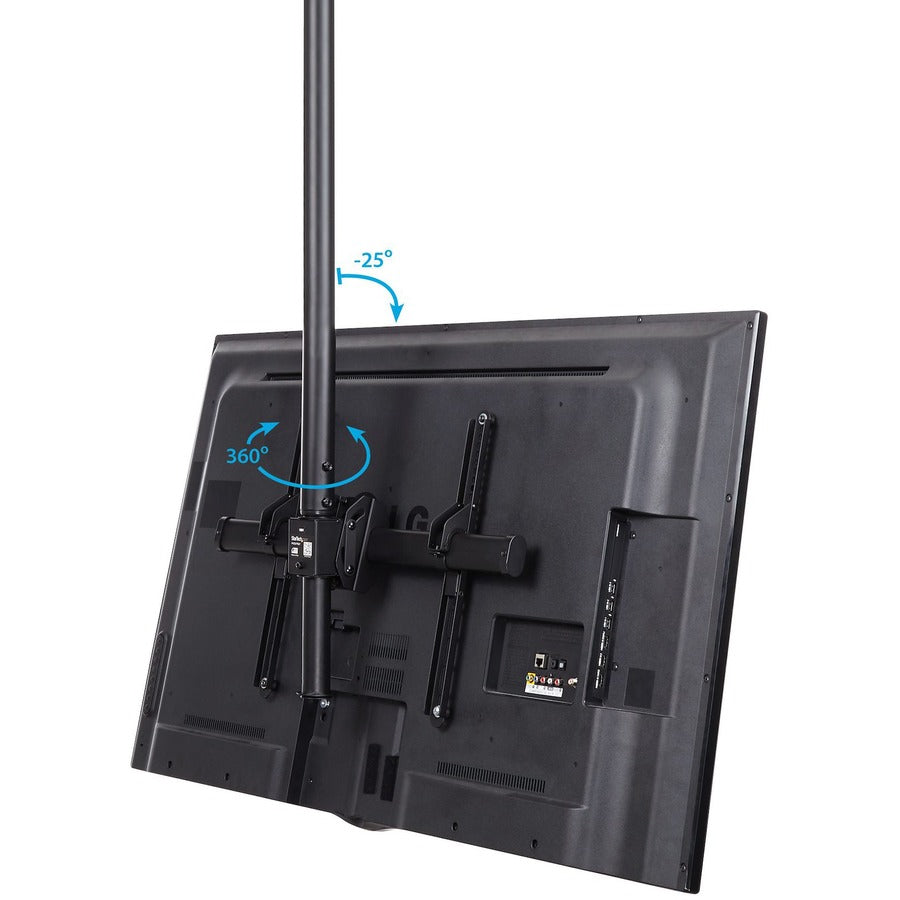 StarTech.com TV Ceiling Mount, Full-Motion Hanging Single Screen Vesa Mount for 32"-75" TVs / Displays - Height Adjustable Telescopic Pole FPCEILPTBSP