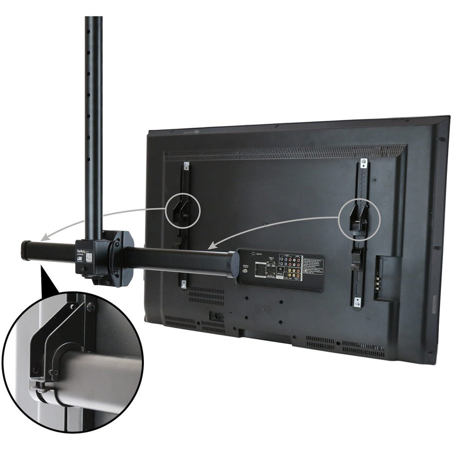 StarTech.com TV Ceiling Mount, Full-Motion Hanging Single Screen Vesa Mount for 32"-75" TVs / Displays - Height Adjustable Telescopic Pole FPCEILPTBSP