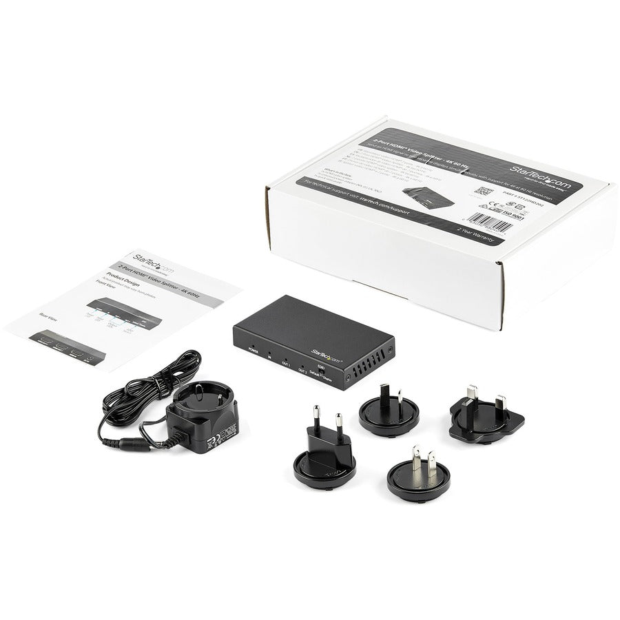 StarTech.com Répartiteur HDMI 2 ports - 4K 60 Hz - Répartiteur HDMI 2.0 1 x 2 voies - HDR - ST122HD203 ST122HD202