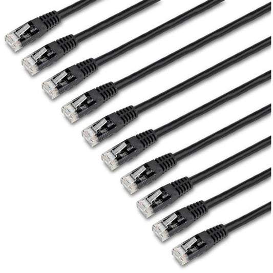 Câble Ethernet CAT6 de 1,8 m StarTech.com - Lot de 10 - Noir Câbles Ethernet CAT6 - Connecteurs RJ45 moulés - Vérifié ETL - 24 AWG (C6PATCH6BK10PK) C6PATCH6BK10PK