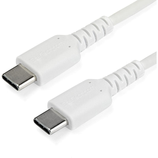 Câble de charge USB C StarTech.com de 2 m - Câble de charge et de synchronisation rapide et durable USB 2.0 Type C vers C - Gaine TPE Fibre d'aramide M/M 60 W Blanc RUSB2CC2MW