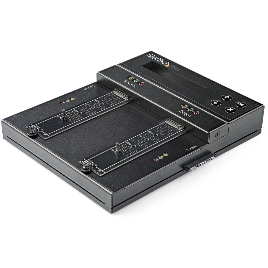 StarTech.com Standalone Dual Bay M.2 SATA/NVMe Duplicator/Eraser, HDD/SSD Cloner/Wiper, M.2 PCIe/AHCI, Hard Drive Sanitizer/Copier, TAA SM2DUPE11