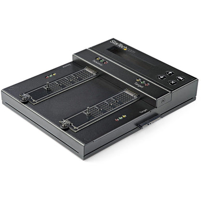 StarTech.com Standalone Dual Bay M.2 SATA/NVMe Duplicator/Eraser, HDD/SSD Cloner/Wiper, M.2 PCIe/AHCI, Hard Drive Sanitizer/Copier, TAA SM2DUPE11