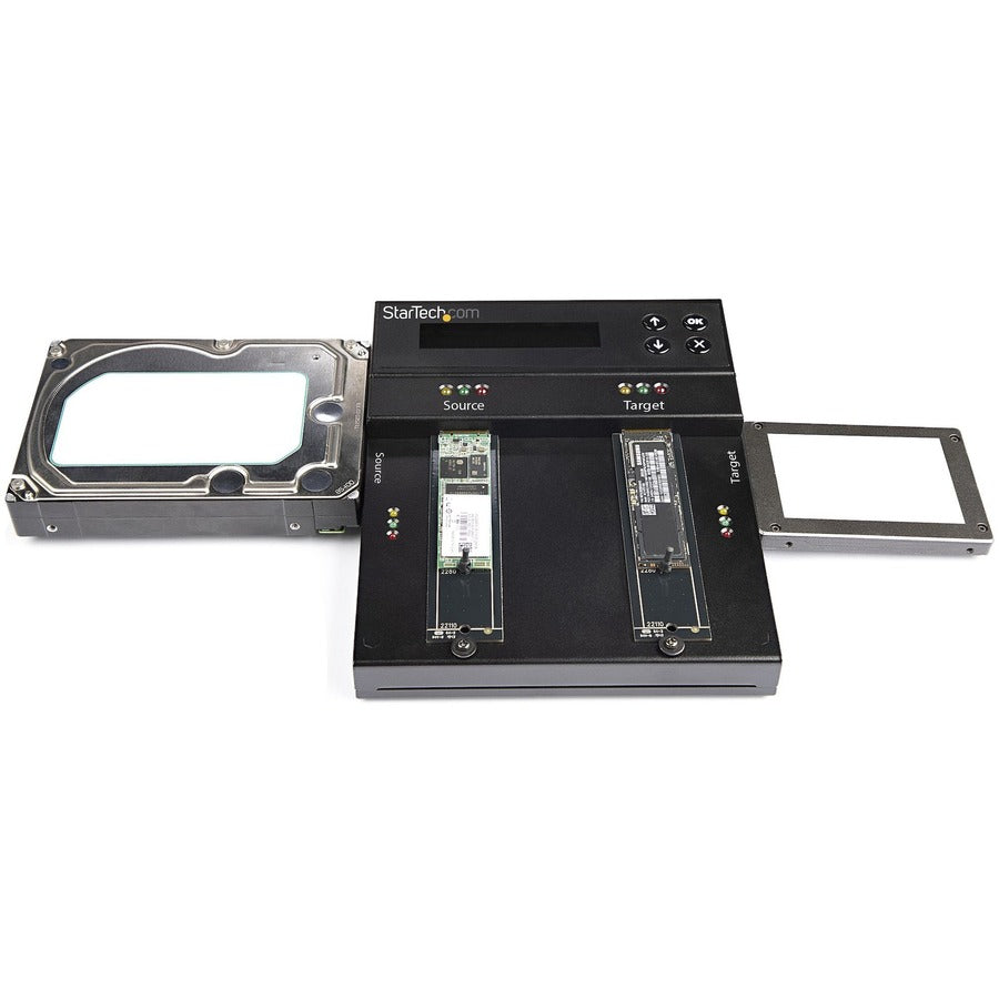 StarTech.com Standalone Dual Bay M.2 SATA/NVMe Duplicator/Eraser, HDD/SSD Cloner/Wiper, M.2 PCIe/AHCI, Hard Drive Sanitizer/Copier, TAA SM2DUPE11