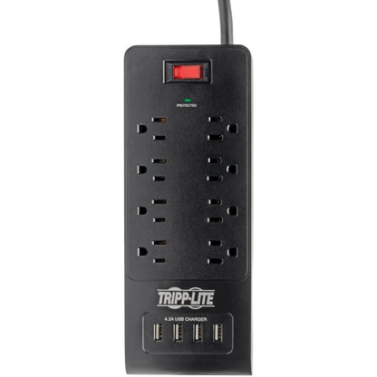 Multiprise avec parasurtenseur Tripp Lite 8 prises 4 ports USB Cordon de 1,8 m Noir - 8 x NEMA 5-15R, 4 x USB - 1875 VA - 1800 J - Entrée 120 V CA TLP864USBB