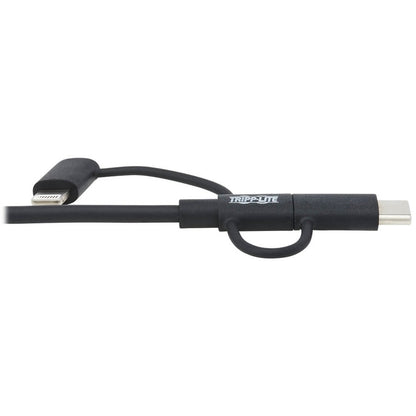 Tripp Lite USB-A to Lightning, USB Micro-B and USB-C Sync/Charge Cable, Black, 6 ft. M101-006-LMC-BK