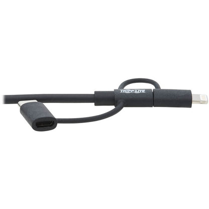 Tripp Lite USB-A to Lightning, USB Micro-B and USB-C Sync/Charge Cable, Black, 6 ft. M101-006-LMC-BK