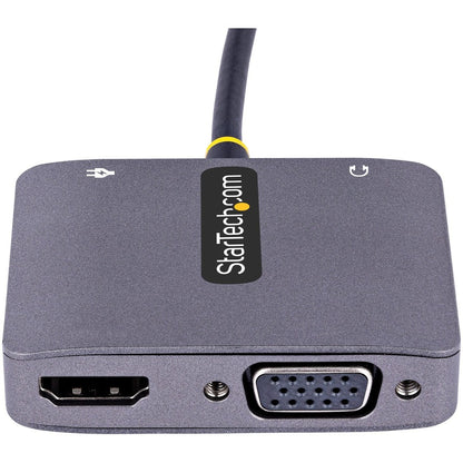 StarTech.com USB C Video Adapter, USB C to HDMI VGA Multiport Adapter, 3.5mm Audio, 4K 60Hz HDR, 100W PD 3.0 PT, USB C Display Adapter 122-USBC-HDMI-4K-VGA