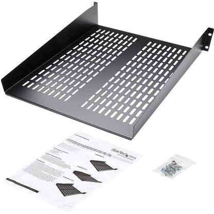 StarTech.com Étagère de montage en rack ventilée 2U 22 pouces - Plateau de montage en rack anti-levier fixe de 22 pouces de profondeur pour étagère d'armoire de serveur - 50 lb / 23 kg CABSHELF22V