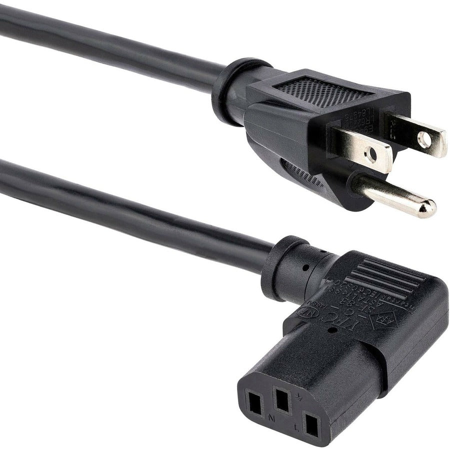 StarTech.com Câble d'alimentation pour ordinateur de 3 m (10 pi), NEMA 5-15P vers C13 à angle droit, 10 A 125 V, 18 AWG, cordon d'alimentation secteur de remplacement, câble d'alimentation pour moniteur PXT101L10