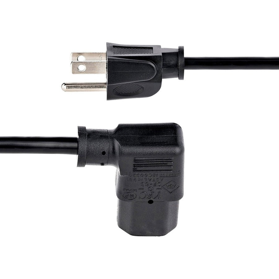 StarTech.com Câble d'alimentation pour ordinateur de 3 m (10 pi), NEMA 5-15P vers C13 à angle droit, 10 A 125 V, 18 AWG, cordon d'alimentation secteur de remplacement, câble d'alimentation pour moniteur PXT101L10