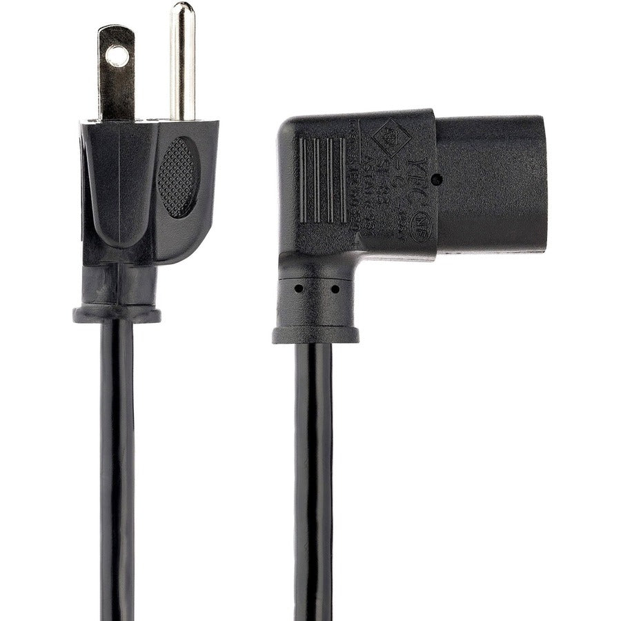 StarTech.com Câble d'alimentation pour ordinateur de 3 m (10 pi), NEMA 5-15P vers C13 à angle droit, 10 A 125 V, 18 AWG, cordon d'alimentation secteur de remplacement, câble d'alimentation pour moniteur PXT101L10