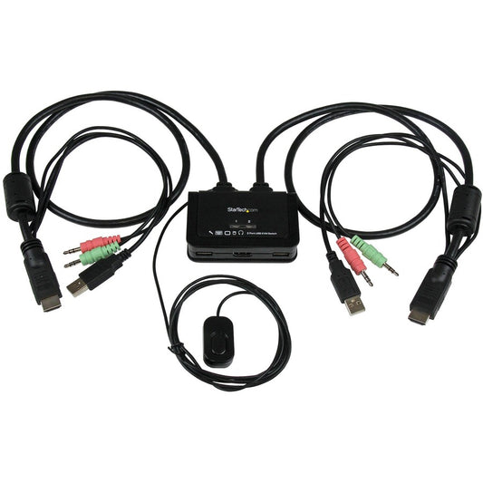 StarTech.com Câble USB HDMI 2 ports KVM Switch avec audio et commutateur à distance - Alimentation USB SV211HDUA
