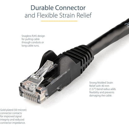 Câble Ethernet CAT6 StarTech.com de 3 m - Gigabit sans accroc - 100 W PoE UTP 650 MHz - Cordon de raccordement catégorie 6 - Câblage certifié UL/TIA N6PATCH10BK