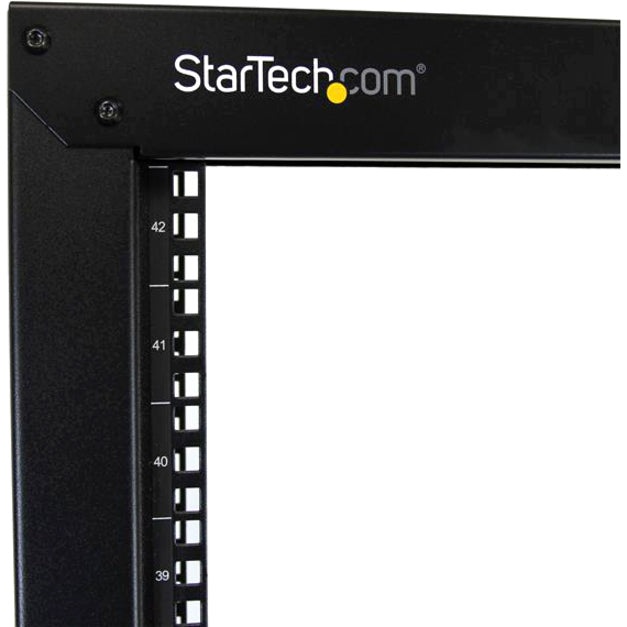 StarTech.com Rack de serveur mobile à cadre ouvert 42U à 2 montants, rack réseau à deux montants de 19 pouces avec roulettes, rack ouvert roulant pour équipement AV/données/informatique 2POSTRACK42