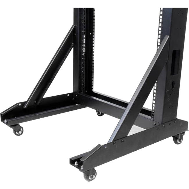 StarTech.com Rack de serveur mobile à cadre ouvert 42U à 2 montants, rack réseau à deux montants de 19 pouces avec roulettes, rack ouvert roulant pour équipement AV/données/informatique 2POSTRACK42