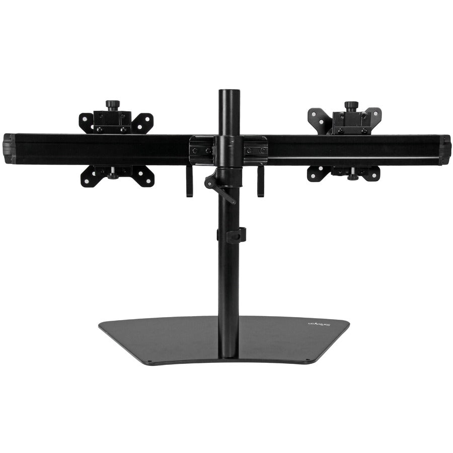 StarTech.com Support pour écran double, horizontal, pour écrans VESA jusqu'à 24 pouces (17,6 lb/8 kg), noir, support d'écran réglable, acier et aluminium ARMBARDUO