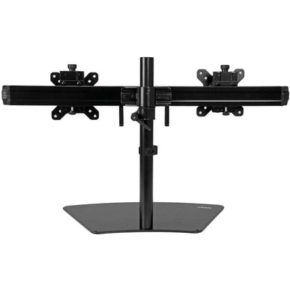StarTech.com Support pour écran double, horizontal, pour écrans VESA jusqu'à 24 pouces (17,6 lb/8 kg), noir, support d'écran réglable, acier et aluminium ARMBARDUO