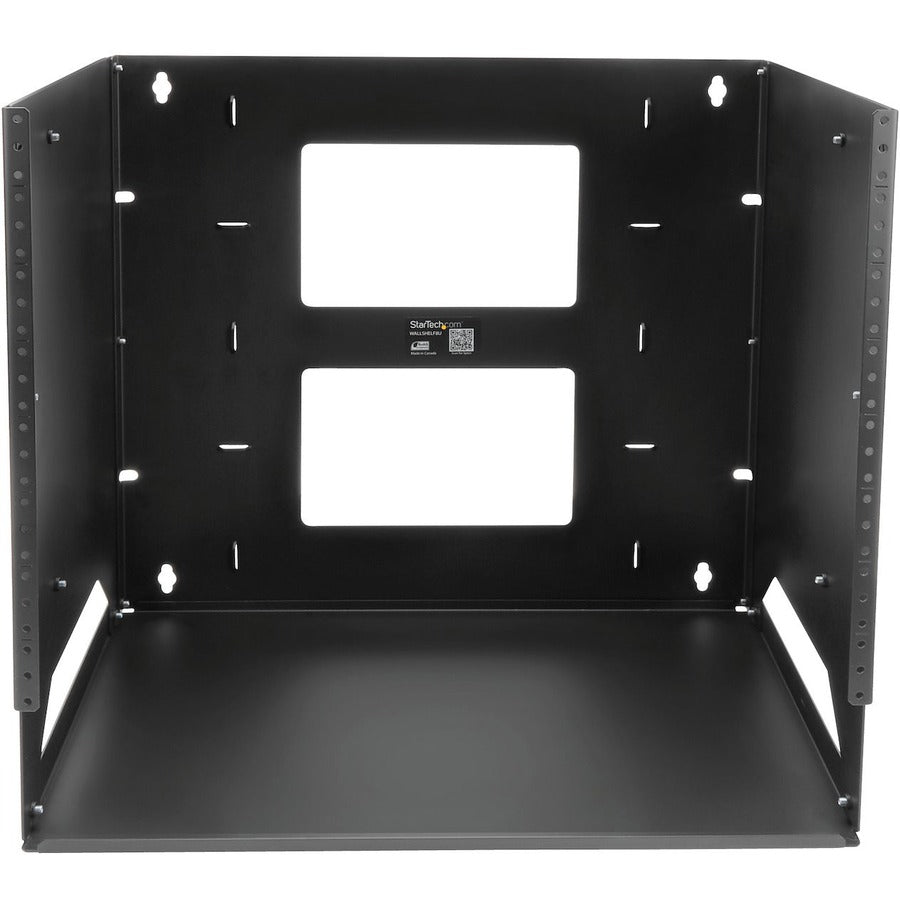 StarTech.com Rack réseau mural ouvert à 2 montants 8U avec étagère intégrée et profondeur réglable, rack informatique pour équipement informatique, TAA~ WALLSHELF8U