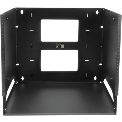 StarTech.com Rack réseau mural ouvert à 2 montants 8U avec étagère intégrée et profondeur réglable, rack informatique pour équipement informatique, TAA~ WALLSHELF8U