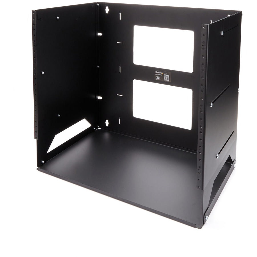 StarTech.com Rack réseau mural ouvert à 2 montants 8U avec étagère intégrée et profondeur réglable, rack informatique pour équipement informatique, TAA~ WALLSHELF8U