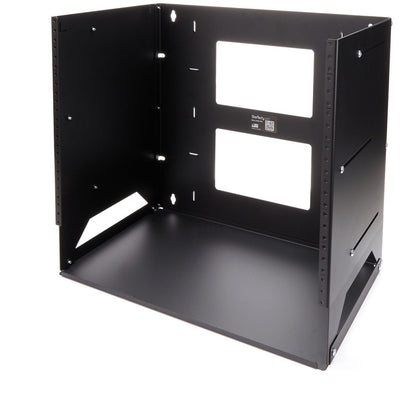 StarTech.com Rack réseau mural ouvert à 2 montants 8U avec étagère intégrée et profondeur réglable, rack informatique pour équipement informatique, TAA~ WALLSHELF8U