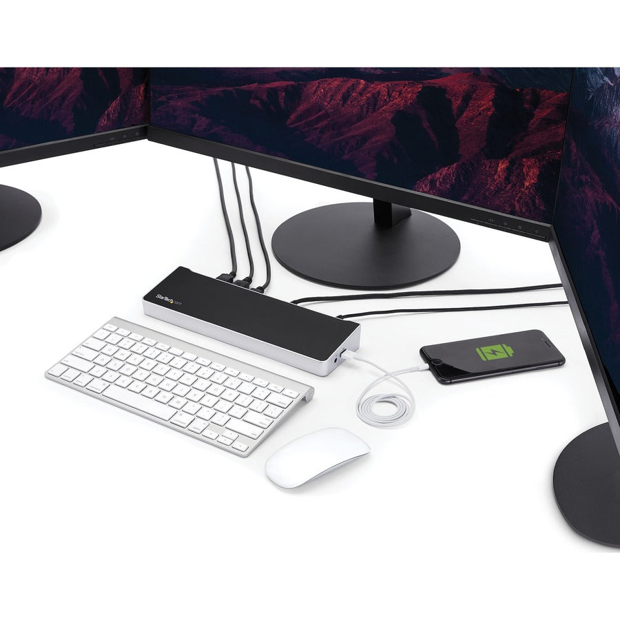 StarTech.com Station d'accueil USB C 4K - Station d'accueil pour triple écran UHD 4K - Mac et Windows - USB C vers HDMI et DisplayPort - 60 W PD 5 ports USB 3.0 DK30CH2DPPD