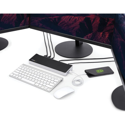 StarTech.com Station d'accueil USB C 4K - Station d'accueil pour triple écran UHD 4K - Mac et Windows - USB C vers HDMI et DisplayPort - 60 W PD 5 ports USB 3.0 DK30CH2DPPD