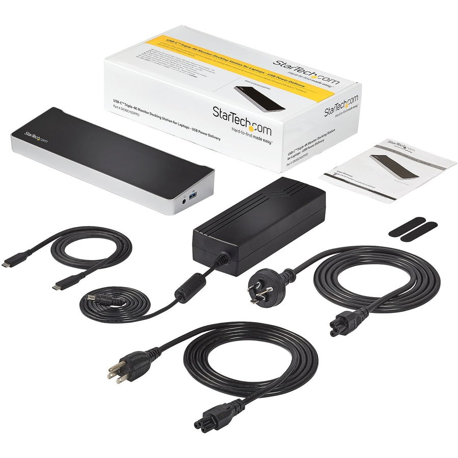 StarTech.com Station d'accueil USB C 4K - Station d'accueil pour triple écran UHD 4K - Mac et Windows - USB C vers HDMI et DisplayPort - 60 W PD 5 ports USB 3.0 DK30CH2DPPD